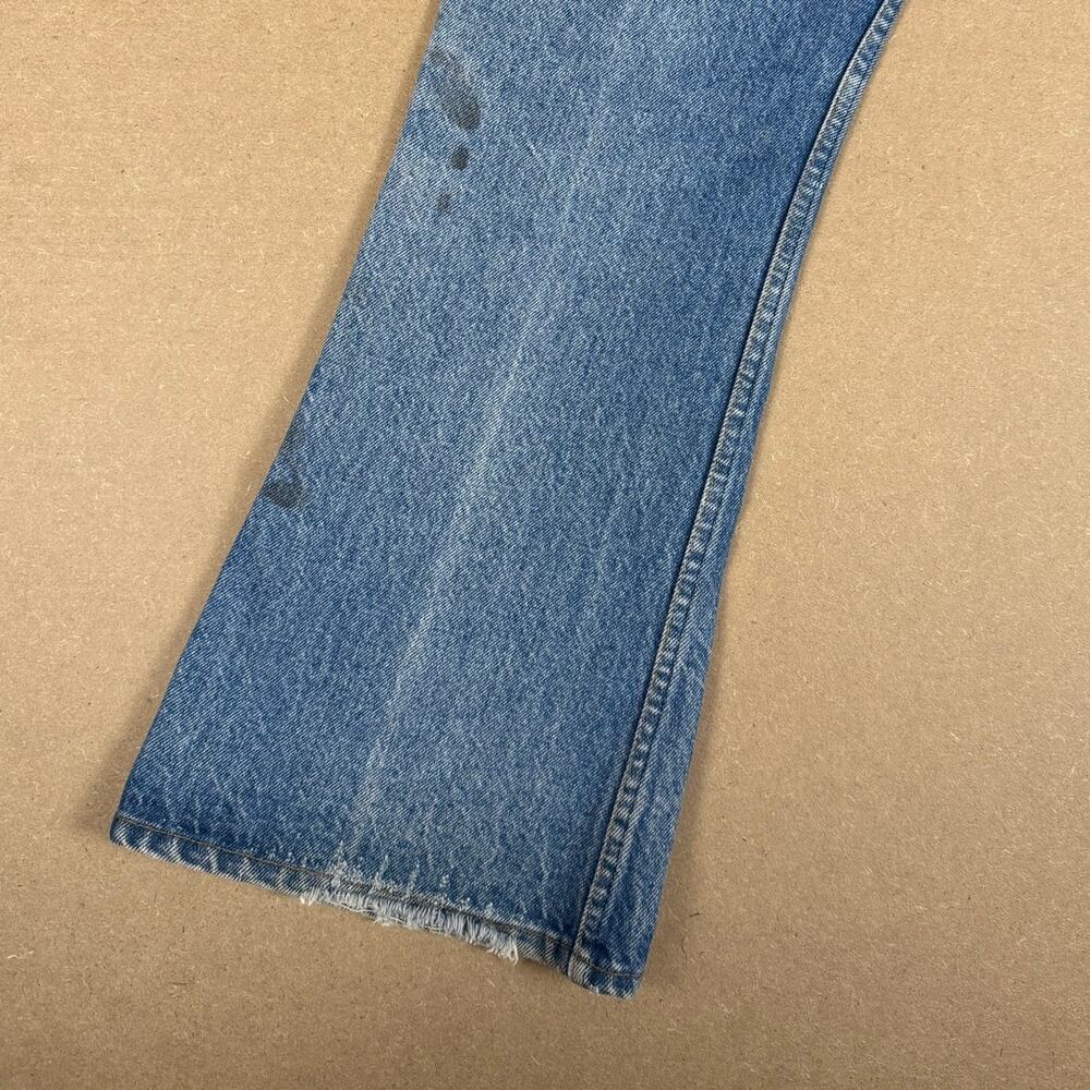 Vintage 70s Levi’s Bell Bottom Jeans Talon Orange Tab Patched Distressed 34x29 - Picture 3 of 10